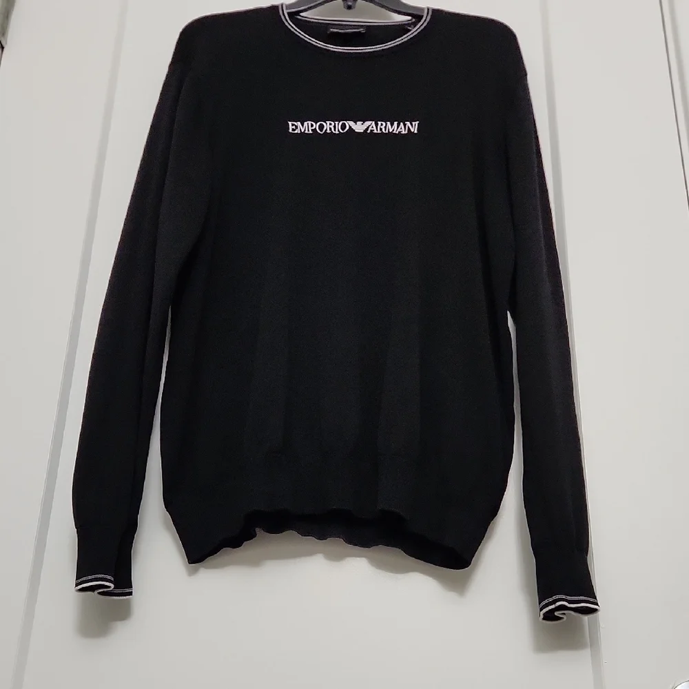 Men's Emporio Armani Black Crewneck Sweater - Picture 3 of 6
